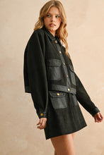 Load image into Gallery viewer, Black Suede/Leather Contrast Button Jacket