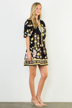 Load image into Gallery viewer, Black Puff Slv Floral Dress (THML)