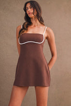 Load image into Gallery viewer, Contrast Trim A-Line Romper Brown