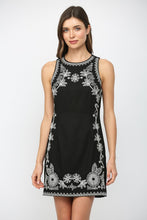 Load image into Gallery viewer, Black Embroidered Linen Slvls Dress