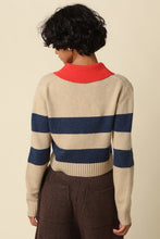Load image into Gallery viewer, Khaki/Blue/Orange Cropped Sweater