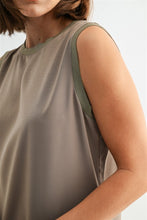 Load image into Gallery viewer, Taupe Satin Rib Neck Midi Dress