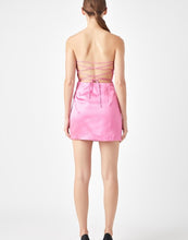 Load image into Gallery viewer, Berry Pink Satin Cross Tie Back Mini Dress