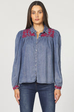 Load image into Gallery viewer, DJD Blue/Red Embroidered LS Top