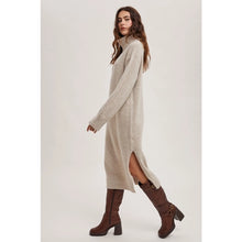 Load image into Gallery viewer, Oatmeal Turtleneck Sweater Midi Dress