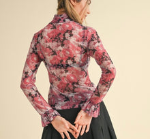 Load image into Gallery viewer, Mauve Pink Floral Mesh LS Top