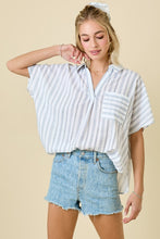 Load image into Gallery viewer, Off White/Navy Striped Oversized SS Shirt