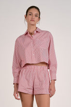Load image into Gallery viewer, Red Striped Cropped Button Down w/ Shorts Set