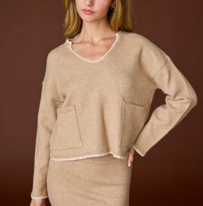 Taupe Stitch Detail Sweater