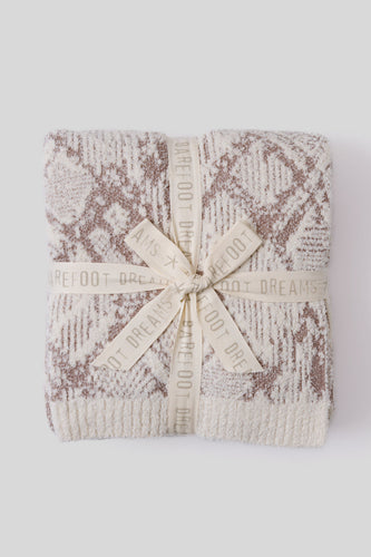 Barefoot Dreams Cream/Taupe Cotton Graphic Texture Throw
