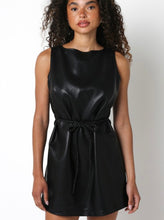 Load image into Gallery viewer, Black Leather Tie Waist Dress