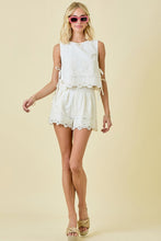 Load image into Gallery viewer, Cream Linen Embroidered Side Tie Top
