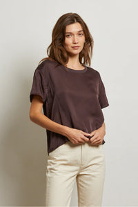 Perfect White Tee Cocoa SS Satin Crew Neck Tee