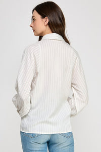 Off White Striped Button Down Shirt