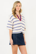Load image into Gallery viewer, Blue Striped SS Knit Top (THML)