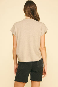 Taupe Shirring Detail Sweater Vest