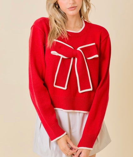 Red/White Ribbon Sweater