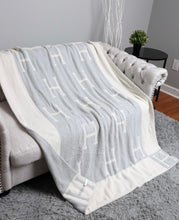 Load image into Gallery viewer, H Patterned Reversible Throw Blanket