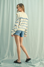 Load image into Gallery viewer, Natural/Blue Striped Cardigan