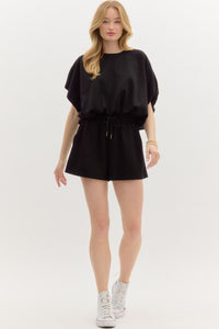 Black Jersey Knit Bubble Hem Set