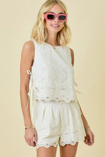 Load image into Gallery viewer, Cream Linen Embroidered Side Tie Top