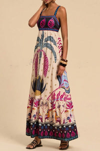 Multi Tropical Print Slvls Midi Dress
