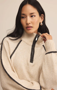 Z Supply Lt. Oatmeal Heather Alps Half Zip Sweater