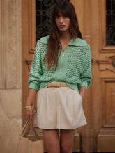 Load image into Gallery viewer, Varley Eloise Full Zip Knit- Dusty Jade Green