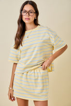 Load image into Gallery viewer, Yellow/Lt. Blue Striped Top + Skort Set