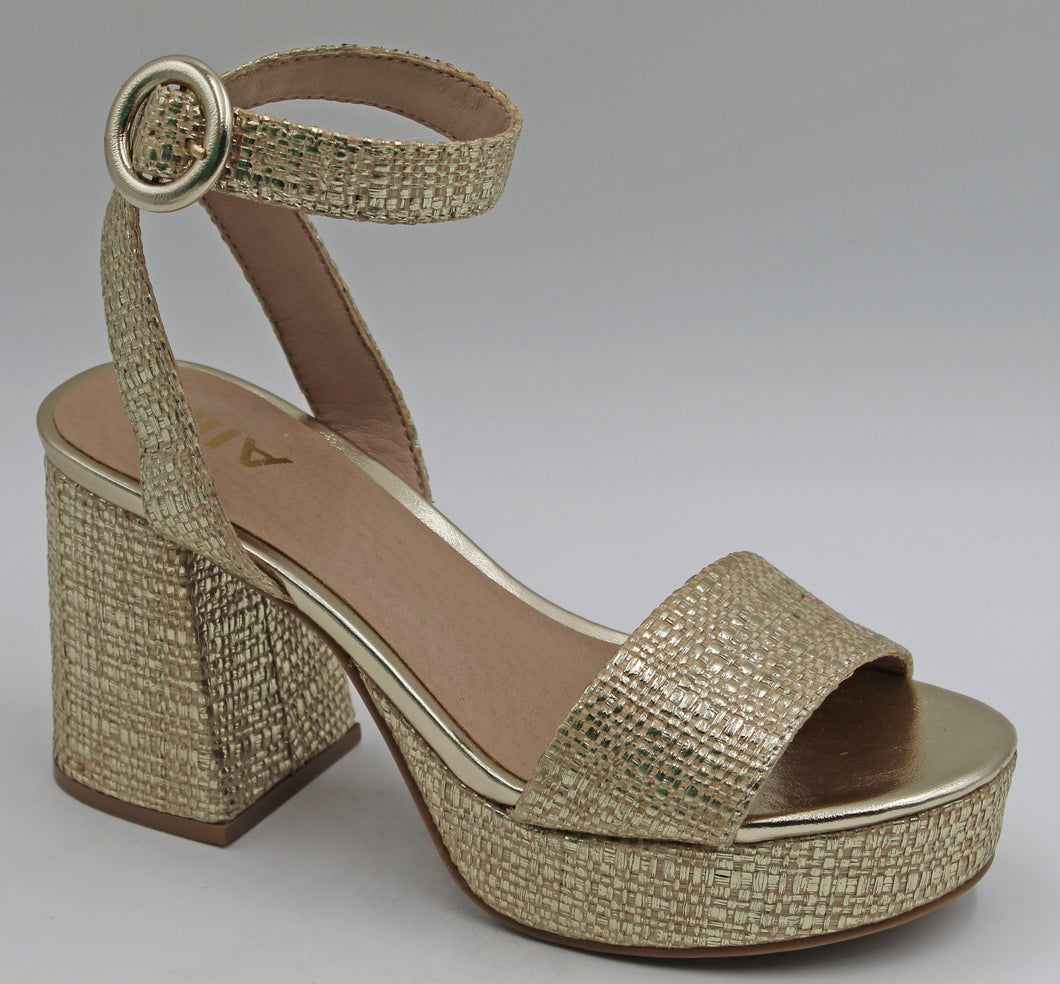 MIA Gold Raffia Heel