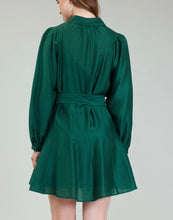 Load image into Gallery viewer, Jewel Green LS Dress w/ Waist Belt