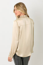 Load image into Gallery viewer, Champagne Satin Ruffle Collar Blouse