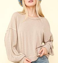 Load image into Gallery viewer, Oatmeal LS Ribbed Comfy Knit Top