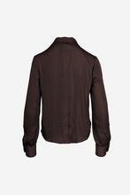 Load image into Gallery viewer, Stitched Cuff Button Up Cropped Blouse Chocolate