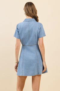 Light Denim SS Button Down Dress
