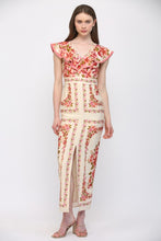 Load image into Gallery viewer, Ivory Multi Floral Print Ruffled Dress