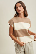 Load image into Gallery viewer, Mocha/Cream Striped SS Sweater Top