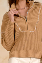 Load image into Gallery viewer, Tan 1/4 Zip Sweater