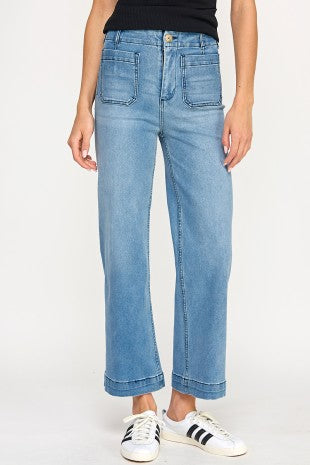 High Rise Front Pocket Stretch Denim