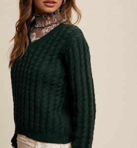 Hunter Green Classic V-Neck Sweater