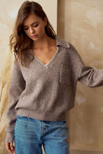 Load image into Gallery viewer, Latte Relaxed Fit Two Tone Sweater