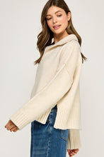 Load image into Gallery viewer, Beige polo collar soft sweater