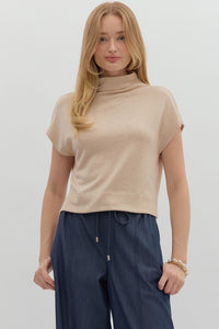 Knit Mock Neck SS Top
