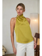 Load image into Gallery viewer, Chartreuse Satin Halter Neck Top