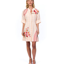 Load image into Gallery viewer, Peach Pink Flower Embroidered Dress