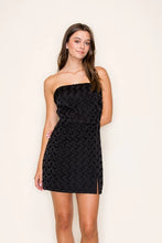 Load image into Gallery viewer, Black Satin Woven Strapless Dress