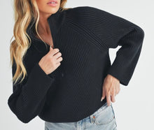 Load image into Gallery viewer, Soft Ribbed Half Zip Sweater Black