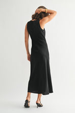 Load image into Gallery viewer, Black Satin V-Neck Maxi Dress