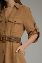 Load image into Gallery viewer, Camel Soft Suede Belted Maxi Dress