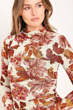 Load image into Gallery viewer, Ivory/Mauve Floral LS Mesh Top